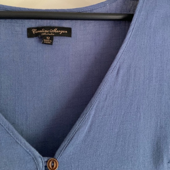 Blue linen/cotton dress Size 12 - Picture 3 of 5